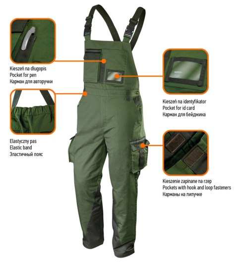 Ogrodniczki robocze CAMO olive, rozmiar XXL