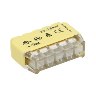Złączka instalacyjna wciskana 5-przewodowa; na drut 0,75-2,5mm-; IEC 300V/24A; Blister 10 szt.
