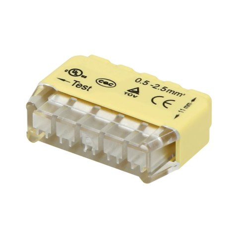 Złączka instalacyjna wciskana 5-przewodowa; na drut 0,75-2,5mm-; IEC 300V/24A; Blister 10 szt.