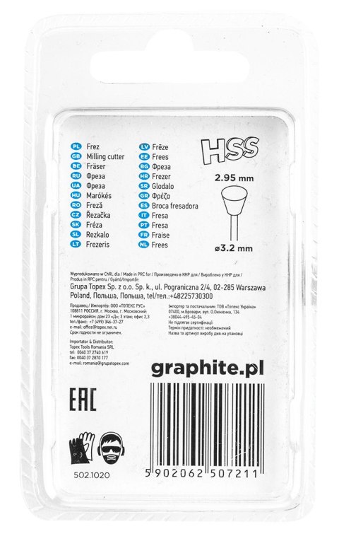 Frez HSS trapez 2.95 mm, trzpień 3.2 mm, 2 szt.