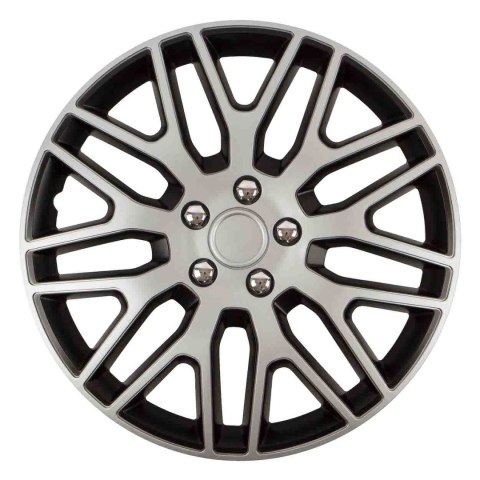 Kołpak samochodowy czarno srebrny ze śrubami chrom dakar nc 15" cali