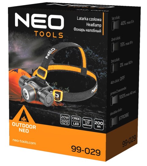 Latarka czołowa akumulatorowo/bateryjna USB 2000 lm CREE XHP50.2 LED