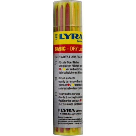 Wkłady wym.2.8mm:grafit*6,żół*3,czerw*3.marker.lyra-drybasic