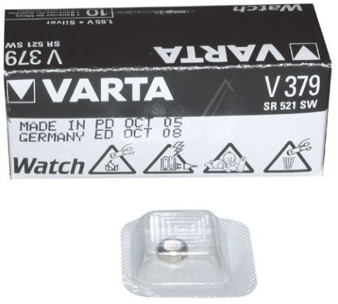 1x bateria AG0 V379 379 LR521 SR521 1,5V Varta