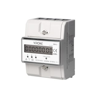 3-fazowy wskaźnik zużycia energii elektrycznej, 80A, 4,3 moduły, DIN TH-35mm