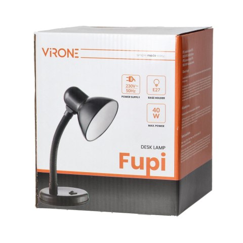 FUPI, lampa biurkowa, 10W, E27, stal + tworzywo, czarna