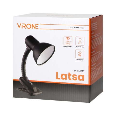 LATSA, lampa biurkowa z klipsem, 10W, E27, stal + tworzywo, biała