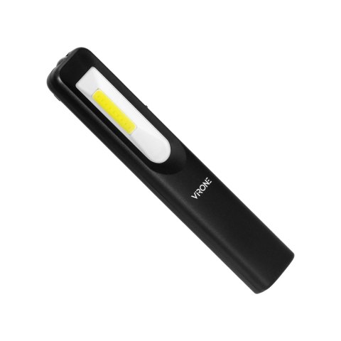 Latarka warsztatowa LED 3W 200lm + 50lm, 1200mAh, 3 tryby: 100%, 50%, dioda frontowa, magnes, klips