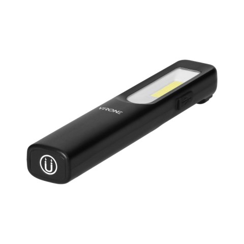 Latarka warsztatowa LED 3W 200lm + 50lm, 1200mAh, 3 tryby: 100%, 50%, dioda frontowa, magnes, klips