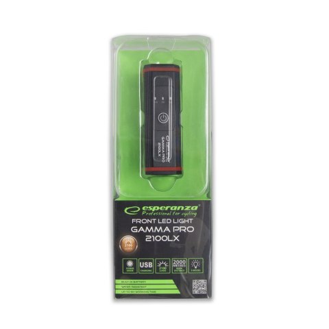 EOT058 Esperanza profesjonalna lampka rowerowa led na przód 2w1 gamma pro 2100 lx