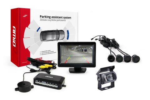 Zestaw czujników parkowania tft01 4,3" z kamerą hd-501-ir 4 sensory czarne