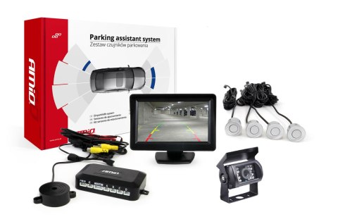 Zestaw czujników parkowania tft01 4,3" z kamerą hd-501-ir 4 sensory srebrne
