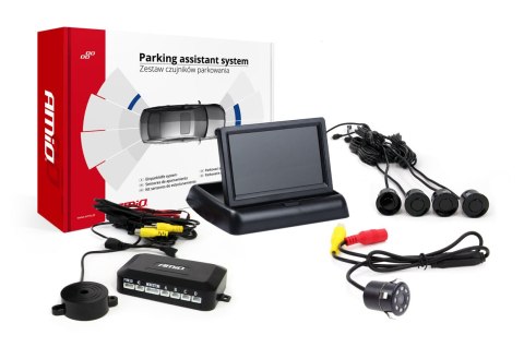 Zestaw czujników parkowania tft02 4,3" z kamerą hd-307-ir 4 sensory czarne