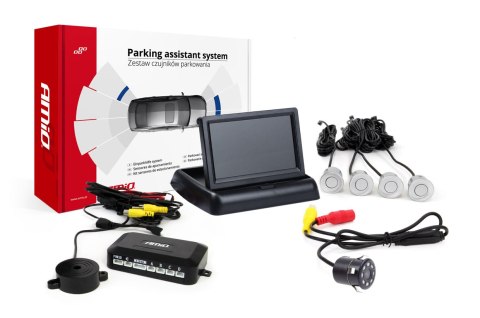 Zestaw czujników parkowania tft02 4,3" z kamerą hd-308-led 4 sensory srebrne