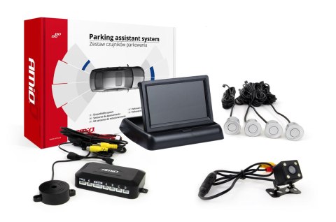 Zestaw czujników parkowania tft02 4,3" z kamerą hd-315-led 4 sensory srebrne