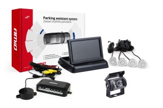Zestaw czujników parkowania tft02 4,3" z kamerą hd-501-ir 4 sensory srebrne