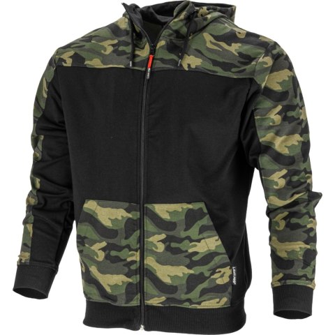Bluza z kapturem i suwakiem moro ziel.-czar., "xl", ce,lahti