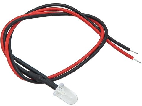 4606# Dioda led 5 mm czerwona 12v z przewodem 20cm