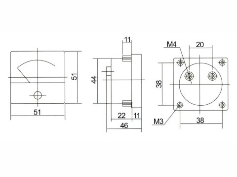 4640# Miernik analogowy amperomierz kwadrat 30a + bocznik