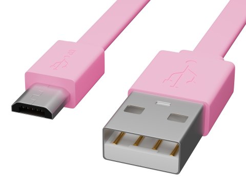 66-065# Przyłącze usb a - micro b 1,0m różowy flat blister