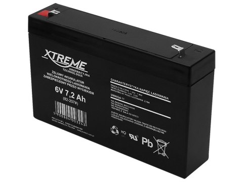 82-207# Akumulator żelowy 6v 7.2ah xtreme 151x93x35_4,8