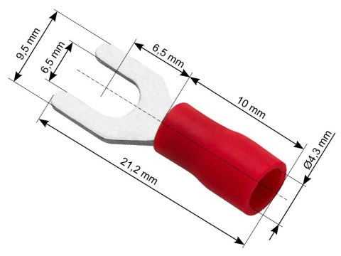 43-008# Konektor widełkowy izolowany s śruba6,5 kabel 4,3 100szt.