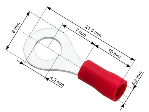 43-014# Konektor oczkowy izolowany l śruba4,3 kabel4,3mm 100 szt.