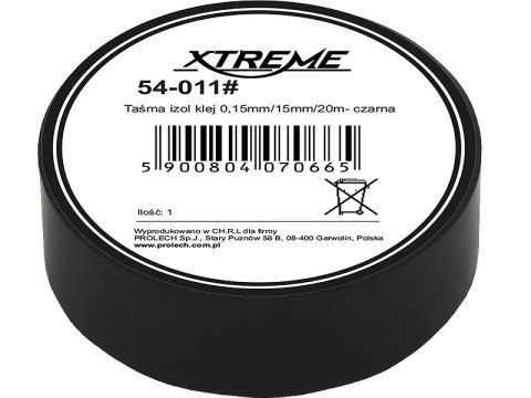 54-011# Taśma izolacyjna klejąca 0,15mm/15mm/20m - czarna