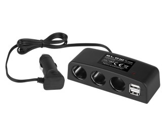 96-880# Rozgałęźnik zapalniczki samochodowej 1xwtyk/3xgniazdo+2xusb cs-43 kabel