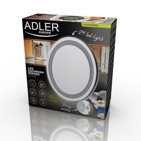 AD 2168 Lusterko led łazienkowe, 5x powiększenie, 24 diody led, regulacja natężenia światła