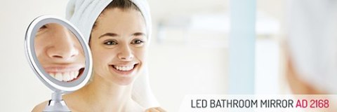 AD 2168 Lusterko led łazienkowe, 5x powiększenie, 24 diody led, regulacja natężenia światła