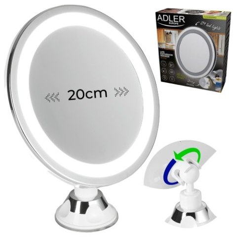AD 2168 Lusterko led łazienkowe, 5x powiększenie, 24 diody led, regulacja natężenia światła