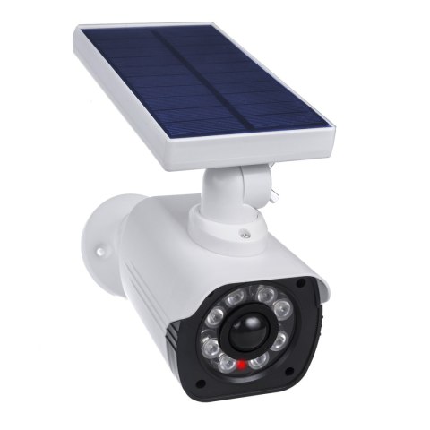 Solarna atrapa kamery, migająca dioda, czujnik ruchu, oświetlenie LED, naklejka gratis, SOL1800S/W