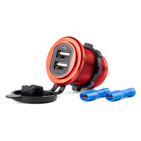 Wodoodporna ładowarka z gniazdami 2xusb 12v 24v mod-10 amio-02860