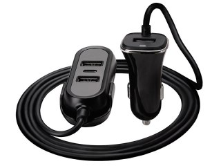 Ładowarka samochodowa TRACER 12-24V MULTICHARGE 3xUSB 7,2A + PD 18W