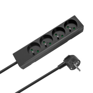Przedłużacz 4 gniazda 5m typu francuskiego bez przełącznika (3x1,5mm) Rebel czarny