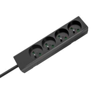 Przedłużacz 4 gniazda 5m typu francuskiego bez przełącznika (3x1,5mm) Rebel czarny
