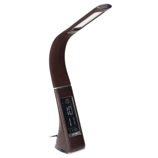 DOLOMIT LED 5W, lampka biurkowa z budzikiem, 300lm, 4000K, brązowa