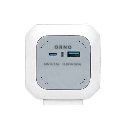 Przedłużacz 4x2P+Z (Schuko), ładowarka USB A+C, Quick charge, 1,4m H05VV-F 3x1,5mm-, szary