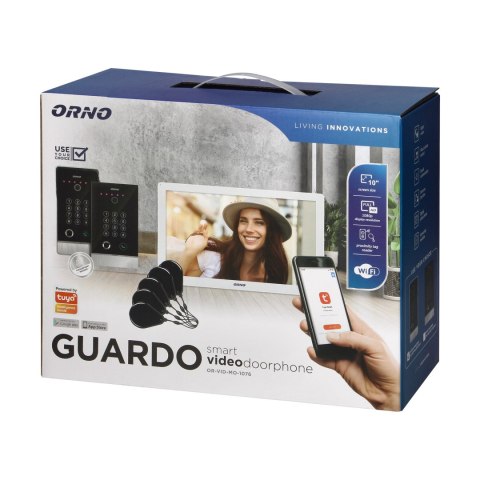 GUARDO zestaw wideodomofonowy jednorodzinny, 4-żyłowy, 10", Wi-Fi, ekran dotykowy, Full HD, RFID, szyfrator, czytnik lini papila