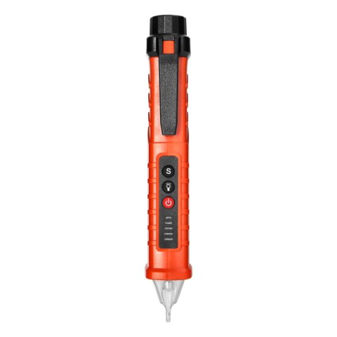 Indukcyjny tester napięcia z latarką, 12-1000V AC/DC, pomarańczowy