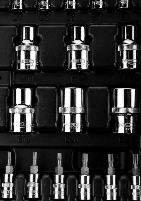 Zestaw kluczy nasadowych 1/2", 1/4", 110 szt., CrV