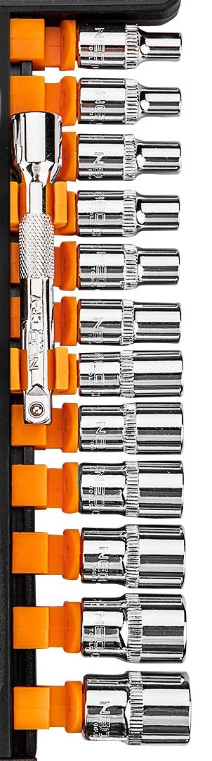 Zestaw kluczy nasadowych 1/4", 14 szt., CrV