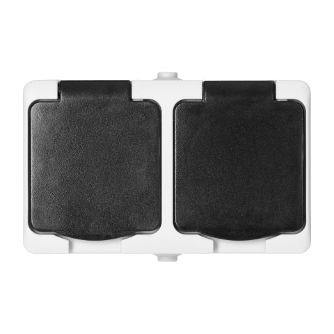 Gniazdo podwójne 2X2P+Z AQUATIC MINI IP 54 biało-czarne