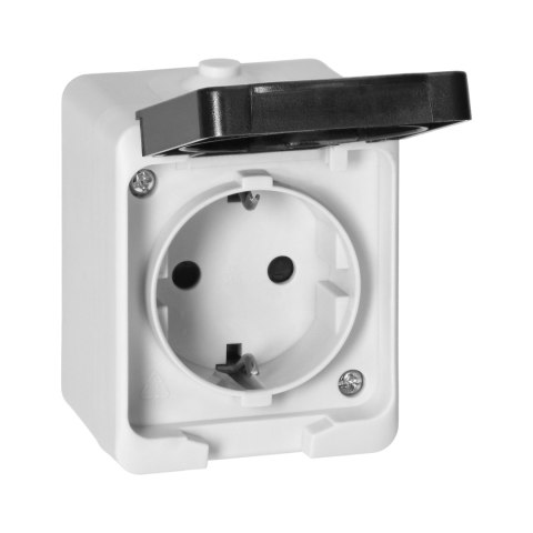 Gniazdo pojedyncze 2P+Z AQUATIC MINI IP54 biało-czarne