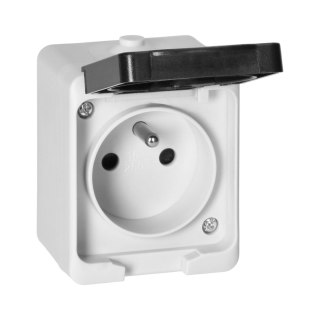 Gniazdo pojedyncze 2P+Z AQUATIC MINI IP54 biało-czarne