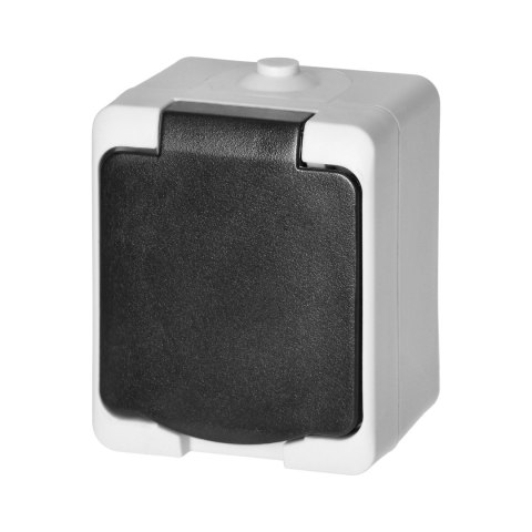 Gniazdo pojedyncze 2P+Z AQUATIC MINI IP54 biało-czarne