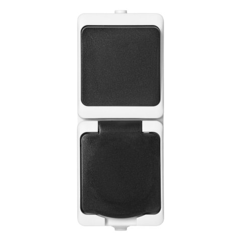 Łącznik jednobiegunowy + Gniazdo 2P+Z AQUATIC MINI IP 54 biało-czarne