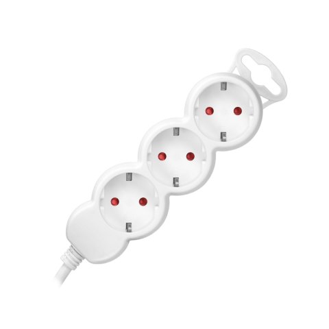 Przedłużacz 3-krotny 2P+Z (Schuko), 5m H05VV-F 3x1,5mm2, Imax=16A, płaska wtyczka, biały