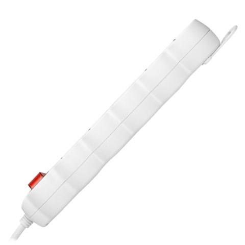 Przedłużacz 5-krotny 2P+Z (Schuko), z wyłącznikiem, 3m H05VV-F 3x1,5mm2, Imax=16A, płaska wtyczka, biały